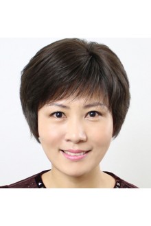 FESHFEN真發(fā)短發(fā)女士中老年假發(fā)真人發(fā)老人直發(fā)手織頂心整頂頭套