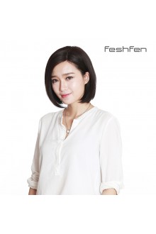 FESHFEN真人發假發女短直發明星同款斜劉海bobo頭偏分斜分假發套