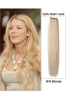 20” #16 Blonde Straight Weave Remy Human Hair Extensions