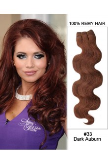 18” #33 Dark Auburn Body Wave Weave Remy Hair Weft Human Hair Extensions