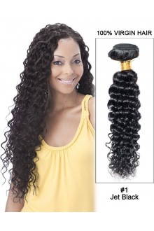 20” Jet Black Curly Wave Indian Virgin Hair 100% Remy Hair Weave Weft Human Hair Extensions